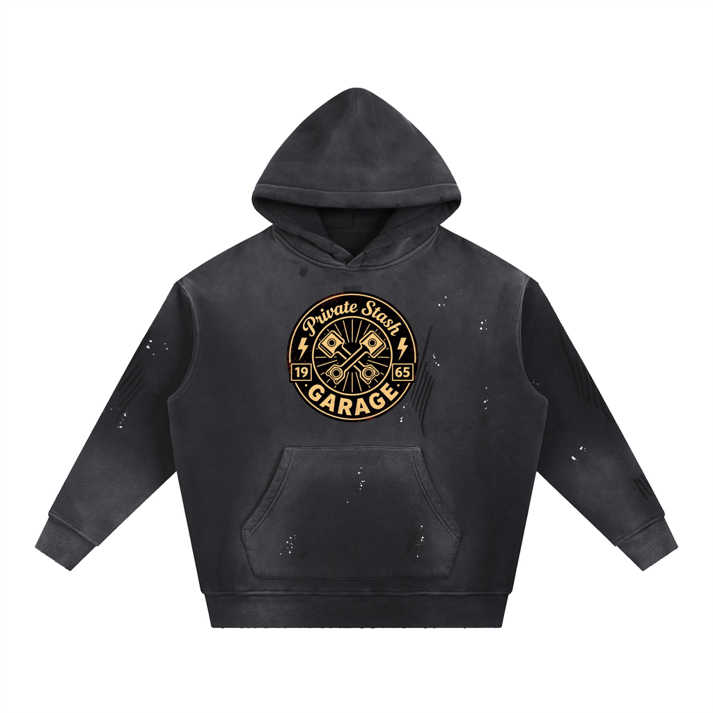 Vintage Washed Frayed Fleece Hoodie