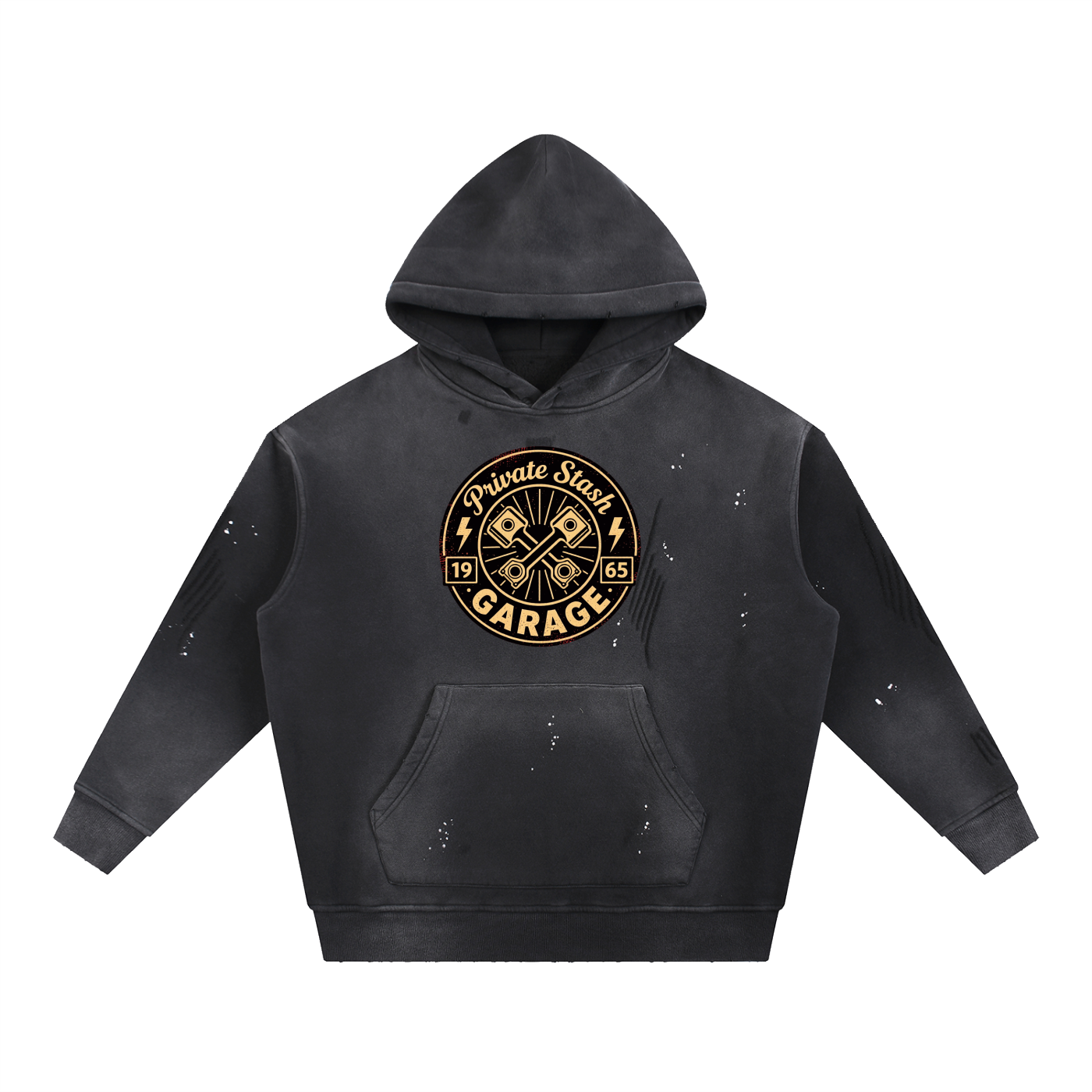 Vintage Washed Frayed Fleece Hoodie