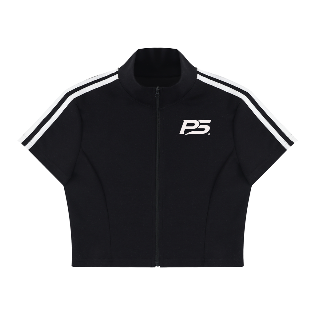 Women's Cropped Full Zip Short Sleeve T-Shirt