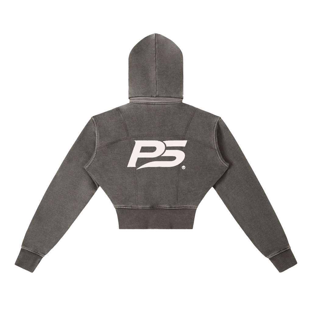 Vintage Washed Cropped Fleece Hoodie